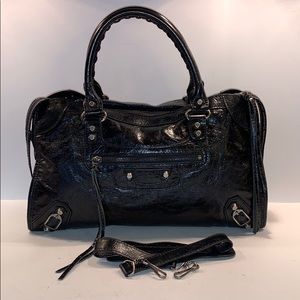 Balenciaga Paris Motocross City Satchel black